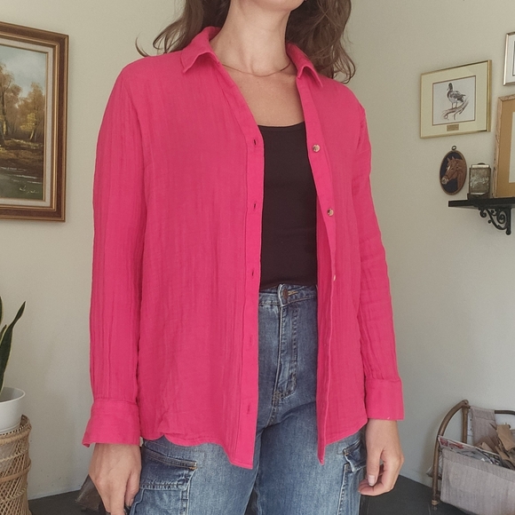 ❤️Pink Cotton Button Up - Picture 5 of 8
